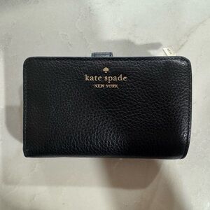 Kate Spade Black Textured Wallet with Gold Accents